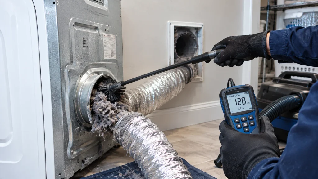 image showing Clogged dryer vent lint removal Ocala